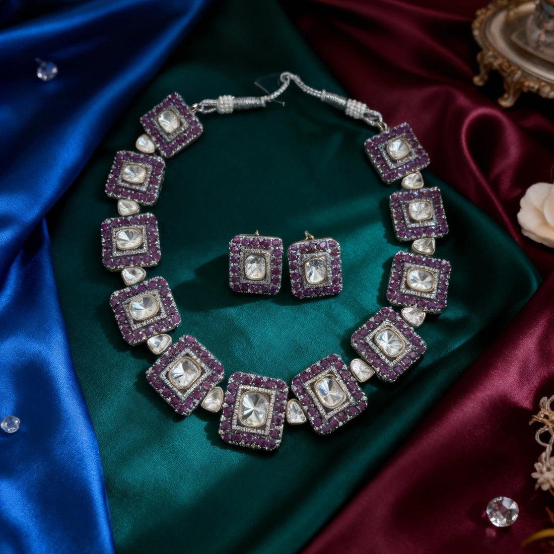 Regal Ruby Kundan Square Choker Set – Jewellery for Weddings & Festive Wear (Copy) (Copy) - Vinni’s Jewelry