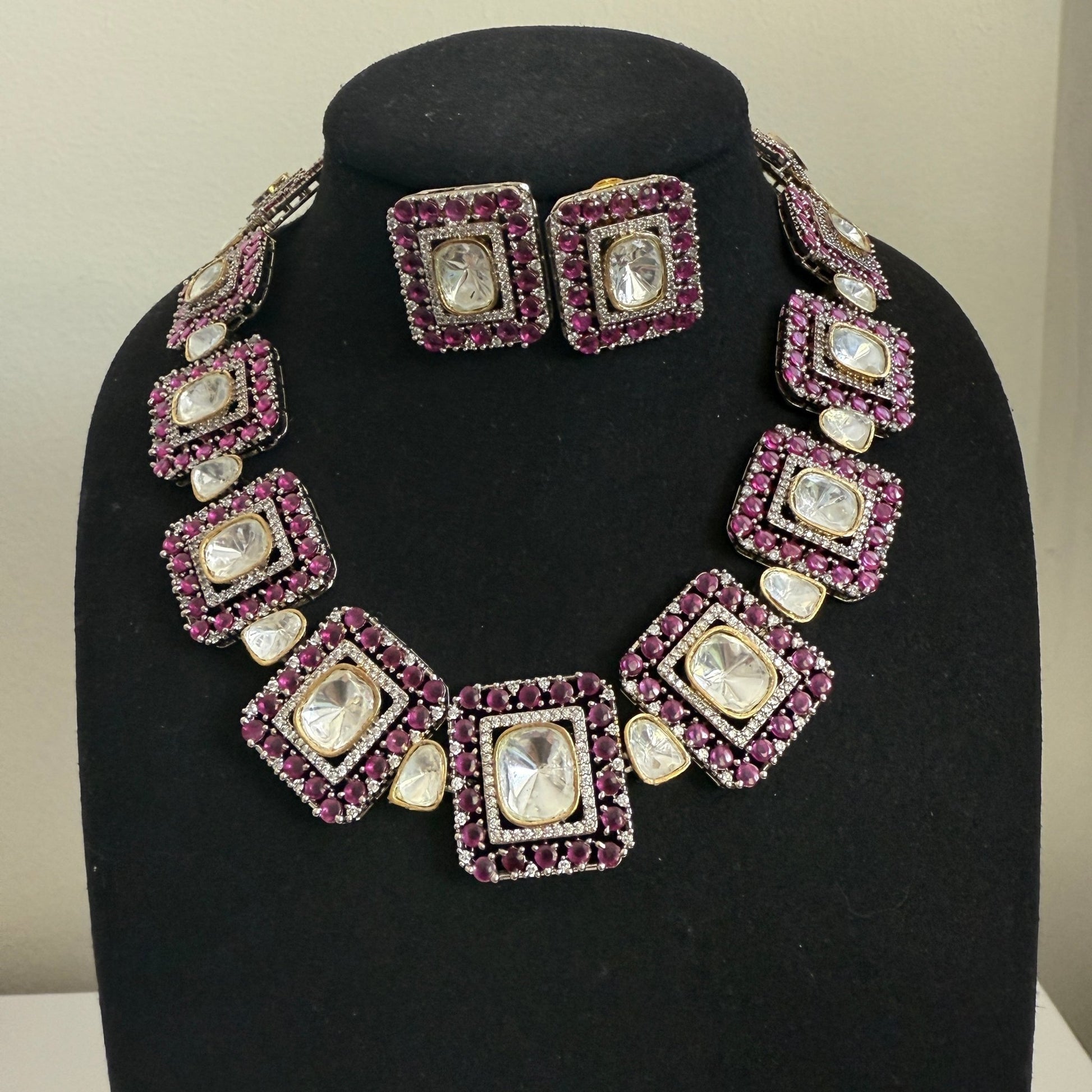 Regal Ruby Kundan Square Choker Set – Jewellery for Weddings & Festive Wear (Copy) (Copy) - Vinni’s Jewelry
