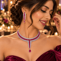Rosalina Ruby Crystal Drop Necklace Set - Vinni’s Jewelry