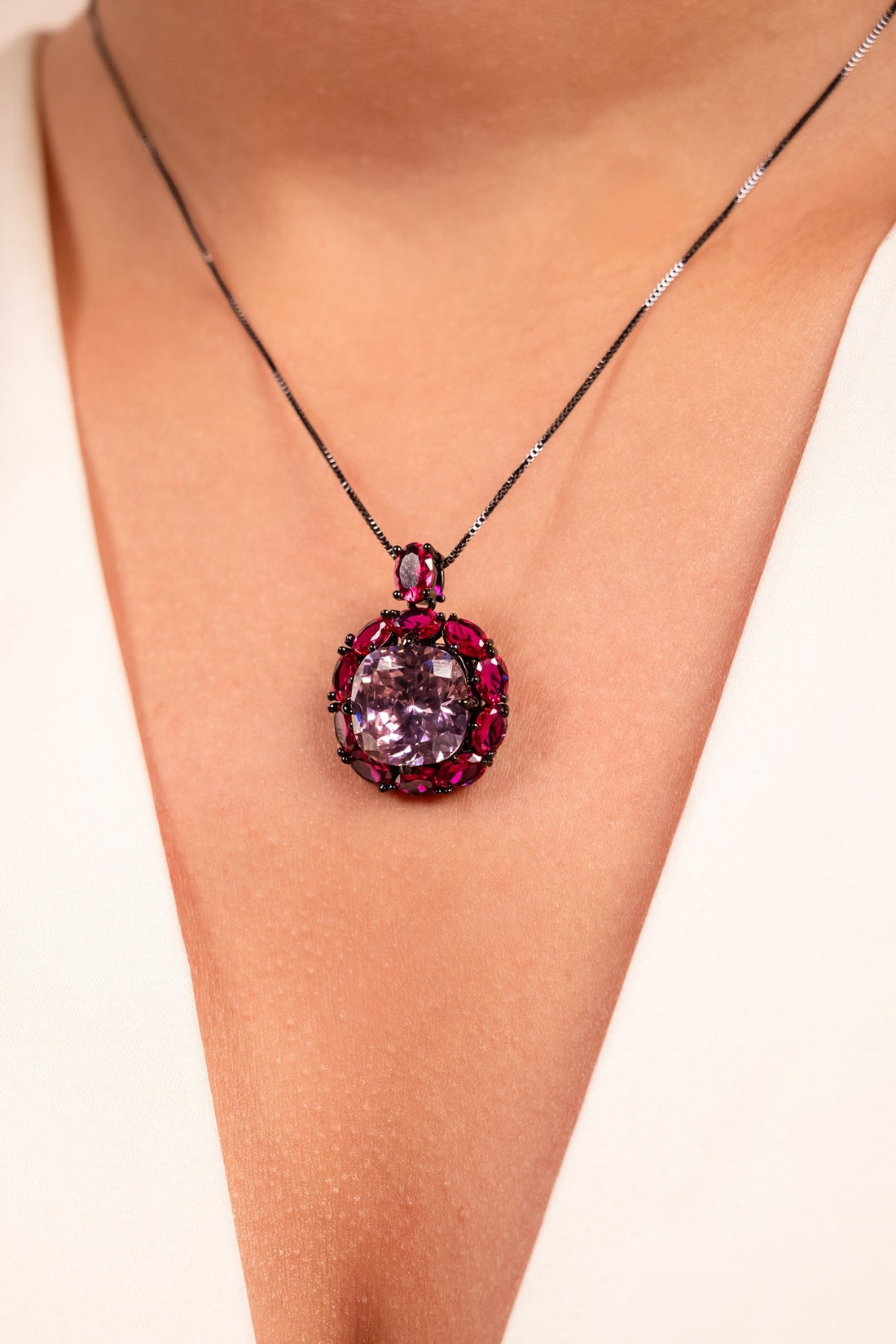 Rose Aura Crystal Pendant Necklace - Vinni’s Jewelry