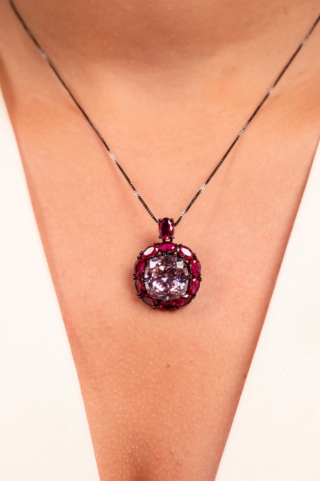 Rose Aura Crystal Pendant Necklace - Vinni’s Jewelry