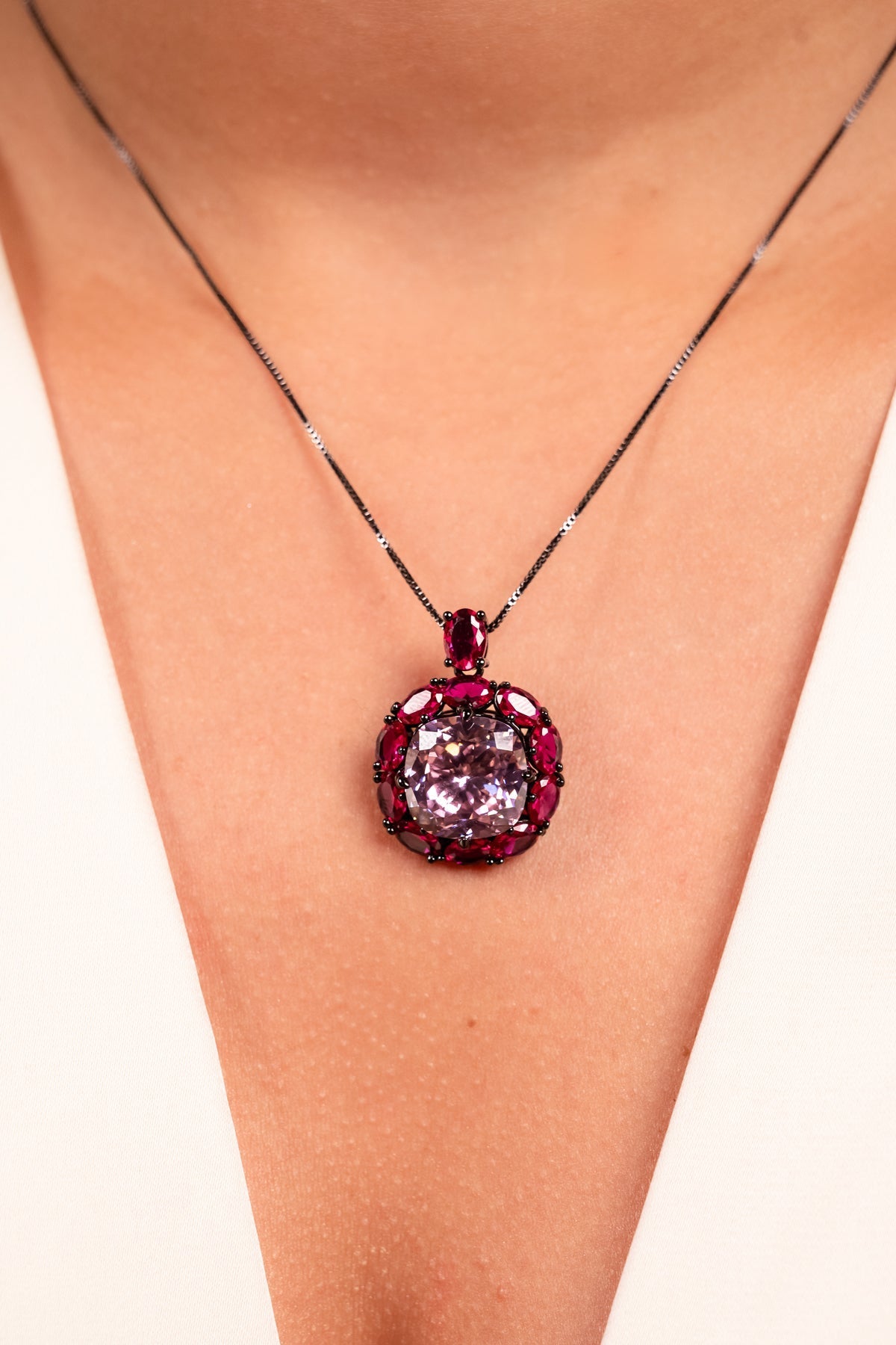 Rose Aura Crystal Pendant Necklace - Vinni’s Jewelry