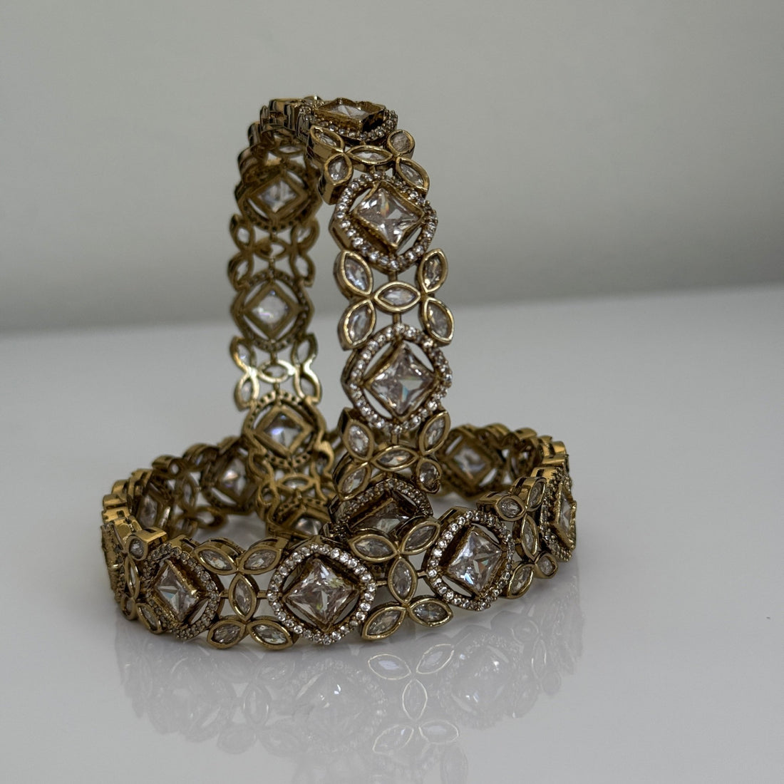 Royal Champagne American Diamond Bridal Bangle Set - Vinni’s Jewelry