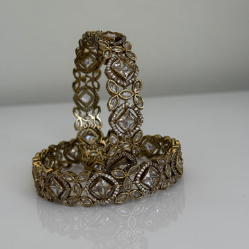 Royal Champagne American Diamond Bridal Bangle Set - Vinni’s Jewelry