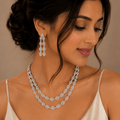 Royal Double - Layer American Diamond Long Necklace Set - Vinni’s Jewelry