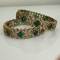 Royal Emerald American Diamond Bangle Set - Vinni’s Jewelry