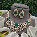 Royal Emerald Polki Bridal Necklace Set - Vinni’s Jewelry