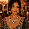 Royal Emerald Polki Bridal Necklace Set - Vinni’s Jewelry