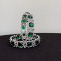 Royal Emerald Silver American Diamond Bridal Bangle Set - Vinni’s Jewelry