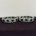 Royal Emerald Silver American Diamond Bridal Bangle Set - Vinni’s Jewelry