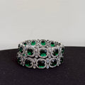 Royal Emerald Silver American Diamond Bridal Bangle Set - Vinni’s Jewelry