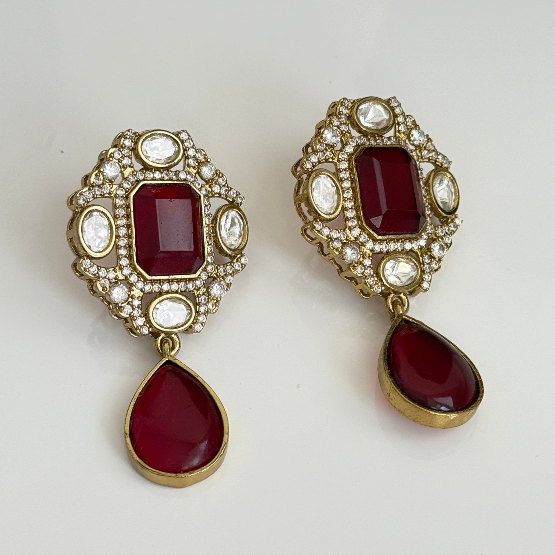 Royal Garnet Kundan Necklace Set – Bridal Edition - Vinni’s Jewelry