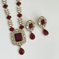Royal Garnet Kundan Necklace Set – Bridal Edition - Vinni’s Jewelry