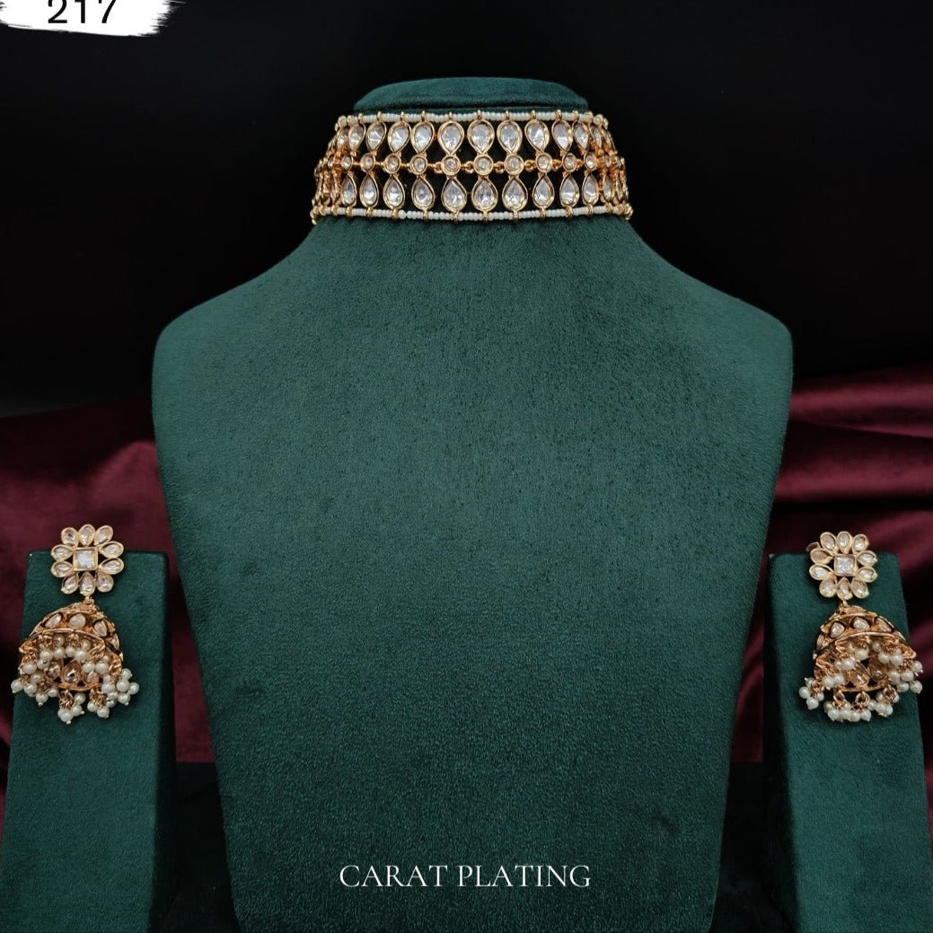 Royal Kundan Pearl Choker & Jhumka Set - Vinni’s Jewelry