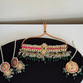 Royal Kundan Pearl Choker Necklace Set with Emerald Drops - Vinni’s Jewelry