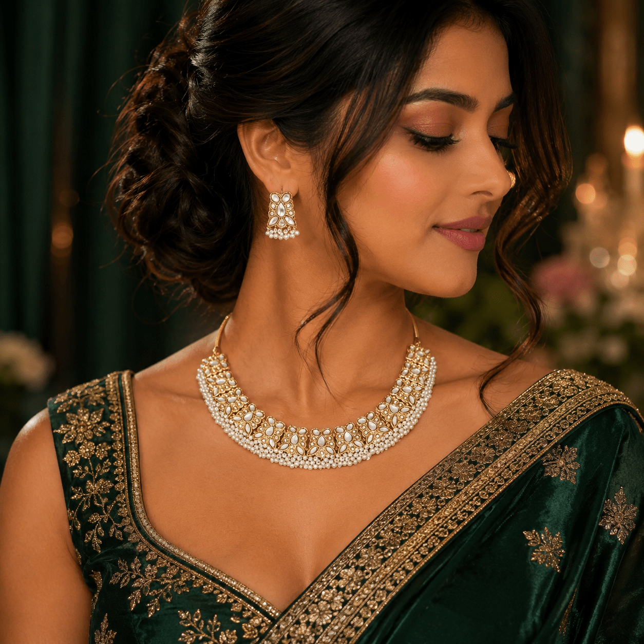 Royal Kundan Pearl Choker Set - Vinni’s Jewelry