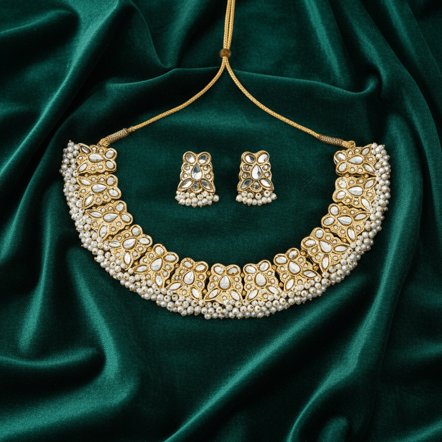 Royal Kundan Pearl Choker Set - Vinni’s Jewelry