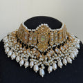 Royal Polki Pearl Bridal Choker Set with Earrings and Maang Tikka - Vinni’s Jewelry