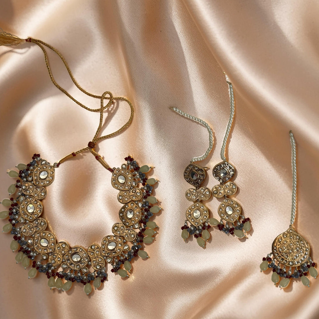 Royal Polki Style Choker Necklace Set - Vinni’s Jewelry