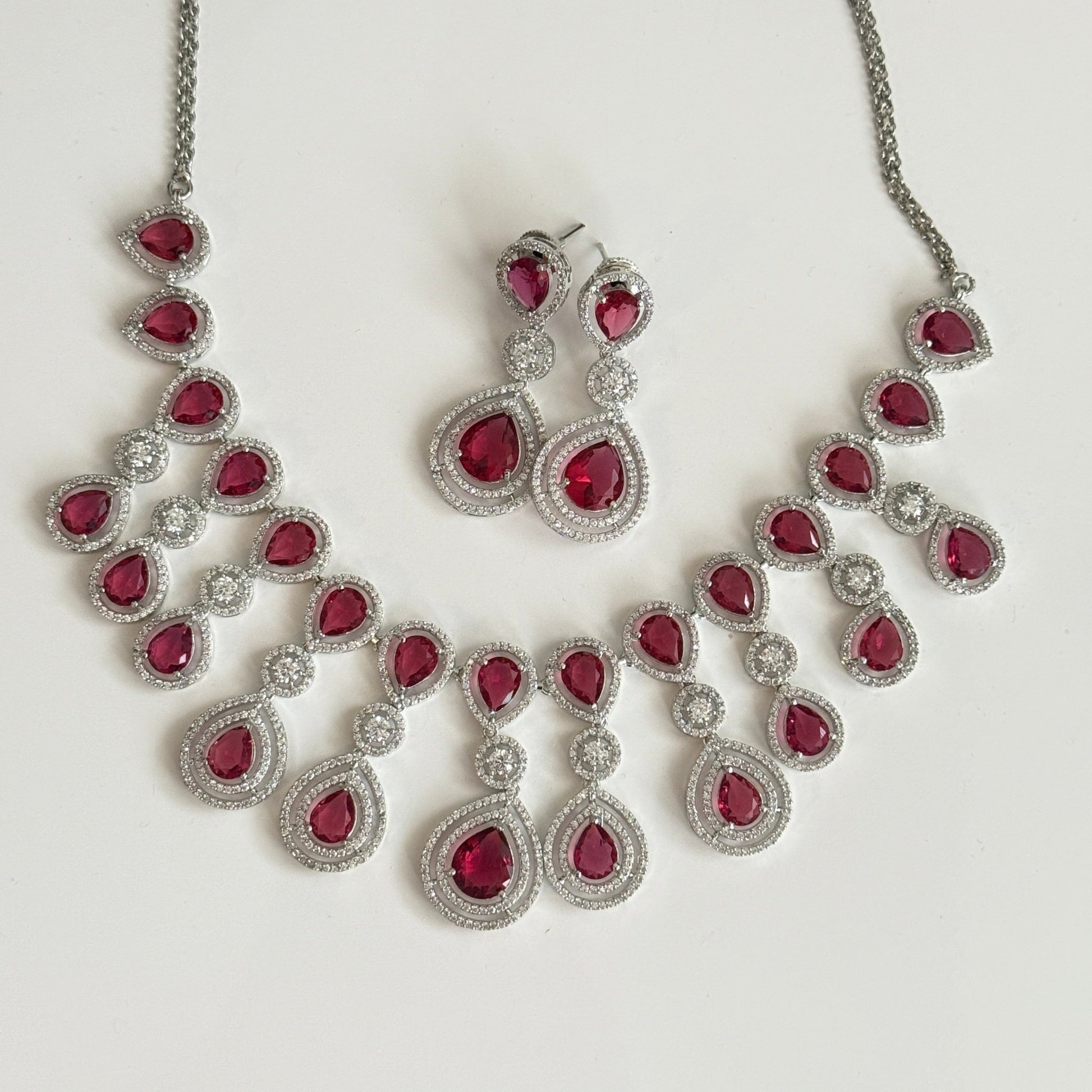 Royal Radiance CZ Bridal Necklace & Earrings Set – Teardrop Statement Jewelry - Vinni’s Jewelry