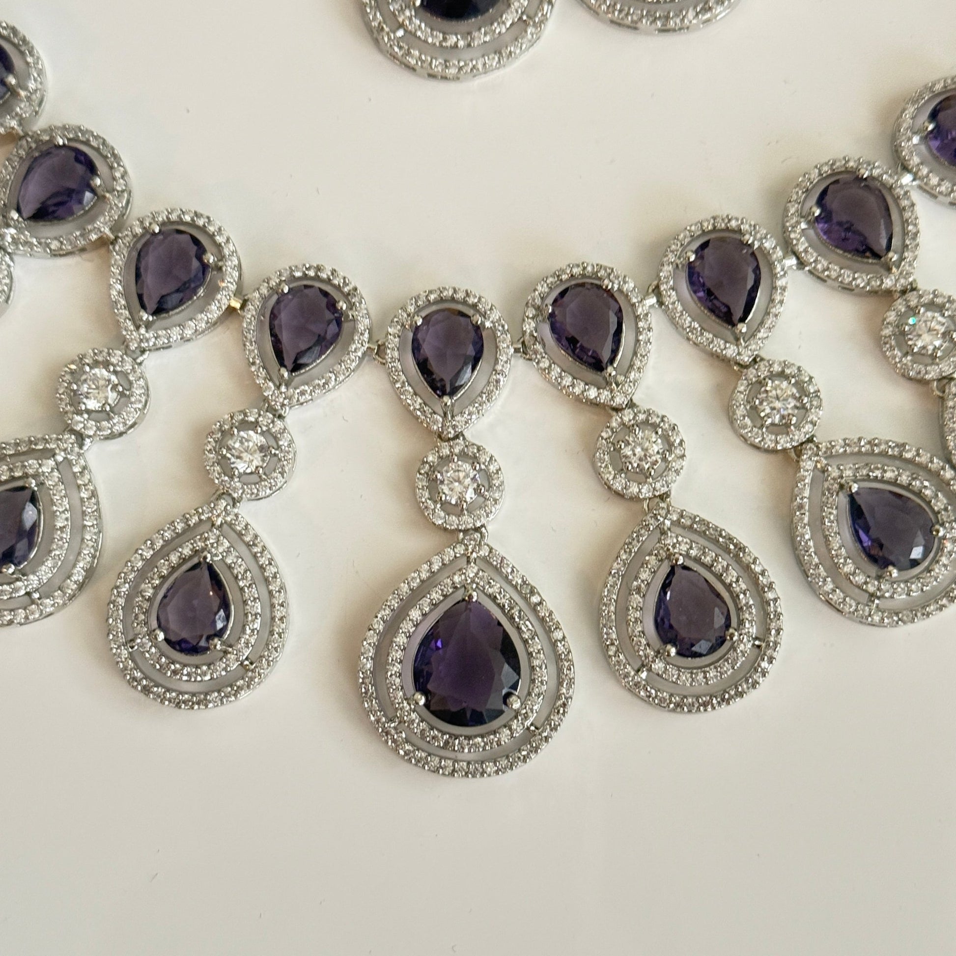 Royal Radiance CZ Bridal Necklace & Earrings Set – Teardrop Statement Jewelry - Vinni’s Jewelry
