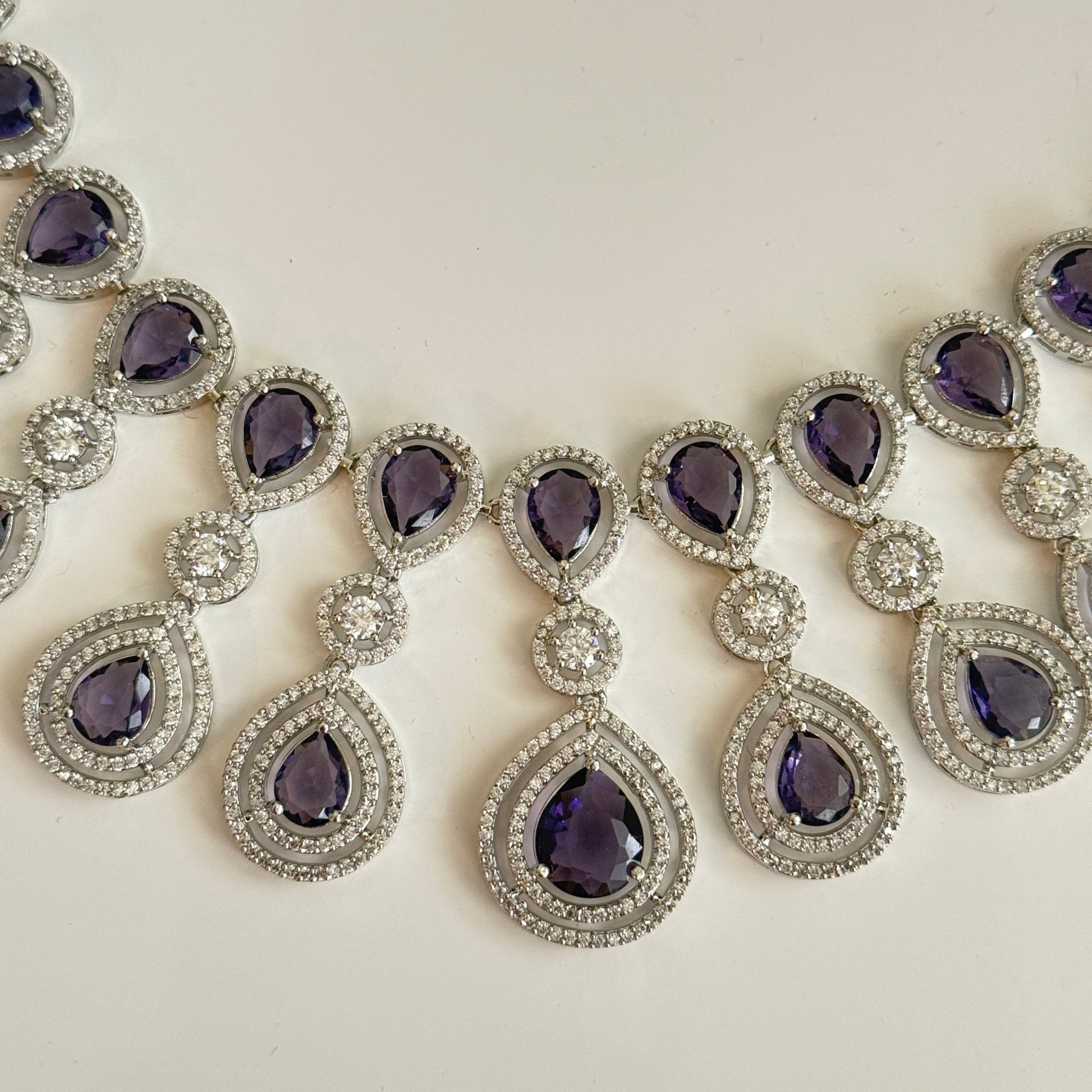 Royal Radiance CZ Bridal Necklace & Earrings Set – Teardrop Statement Jewelry - Vinni’s Jewelry