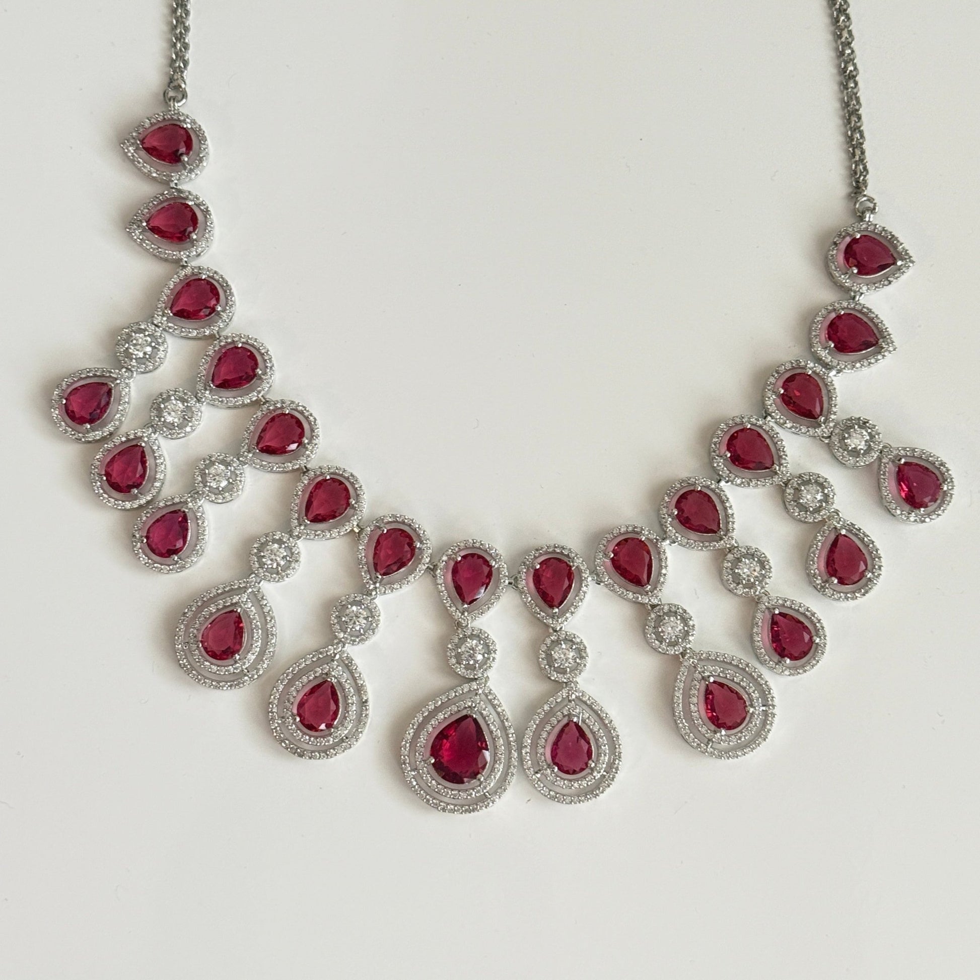 Royal Radiance CZ Bridal Necklace & Earrings Set – Teardrop Statement Jewelry - Vinni’s Jewelry