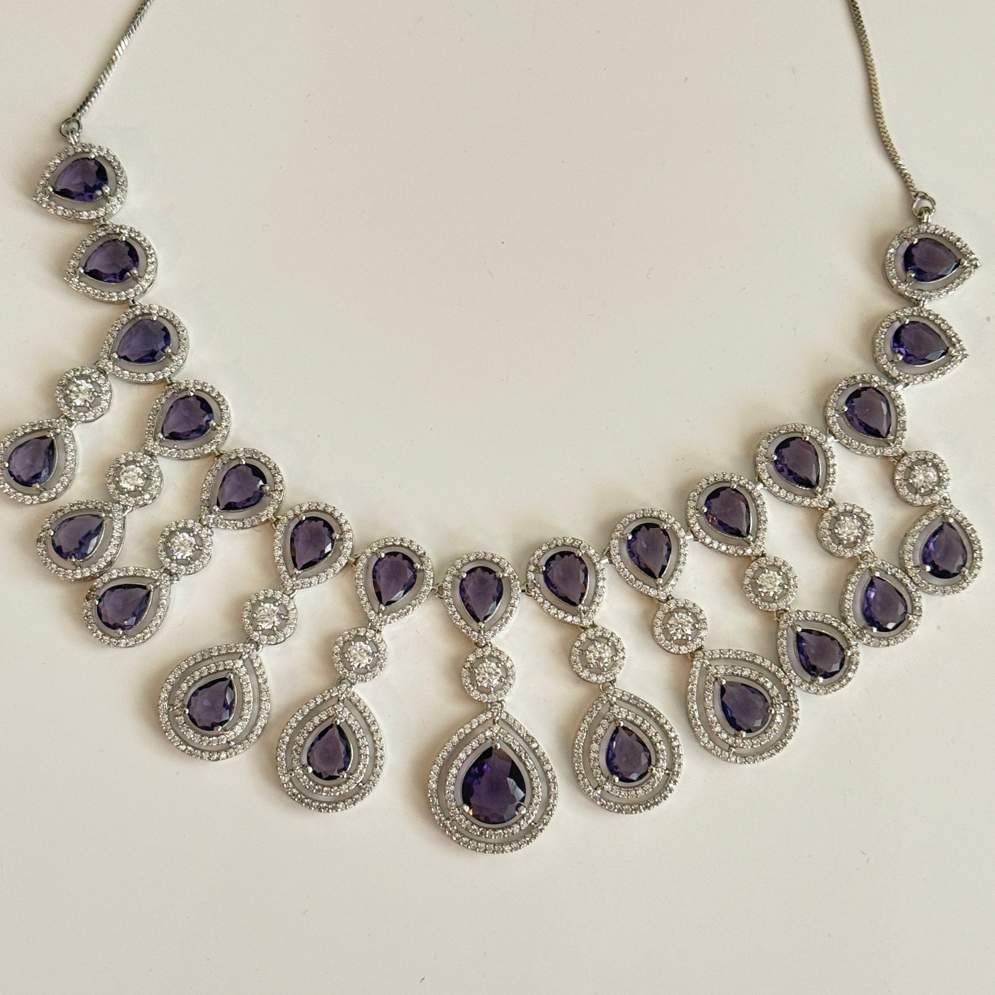 Royal Radiance CZ Bridal Necklace & Earrings Set – Teardrop Statement Jewelry - Vinni’s Jewelry