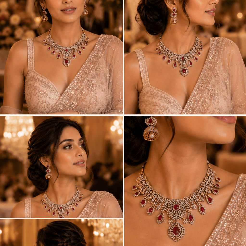 Royal Ruby Kundan Bridal Necklace Set - Vinni’s Jewelry