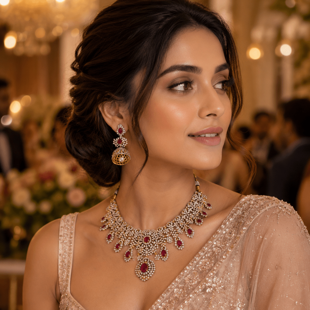 Royal Ruby Kundan Bridal Necklace Set - Vinni’s Jewelry