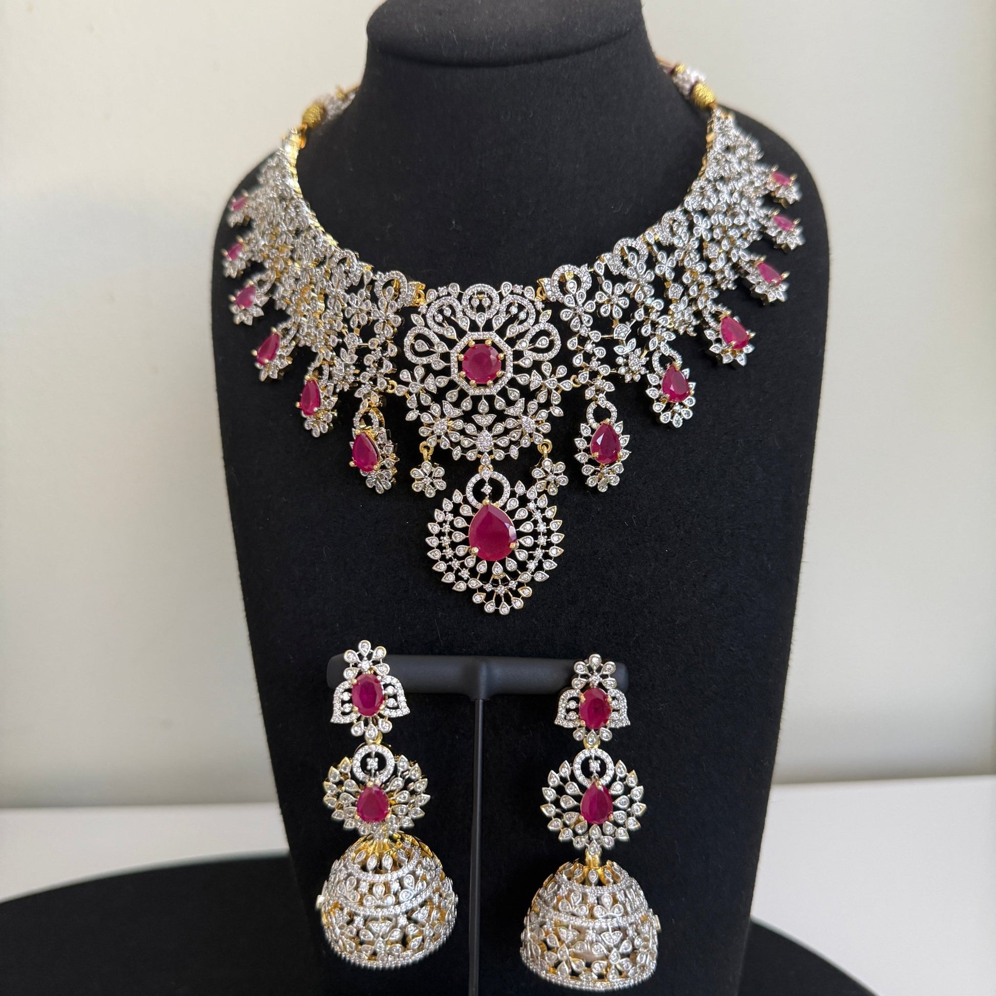 Royal Ruby Kundan Bridal Necklace Set - Vinni’s Jewelry