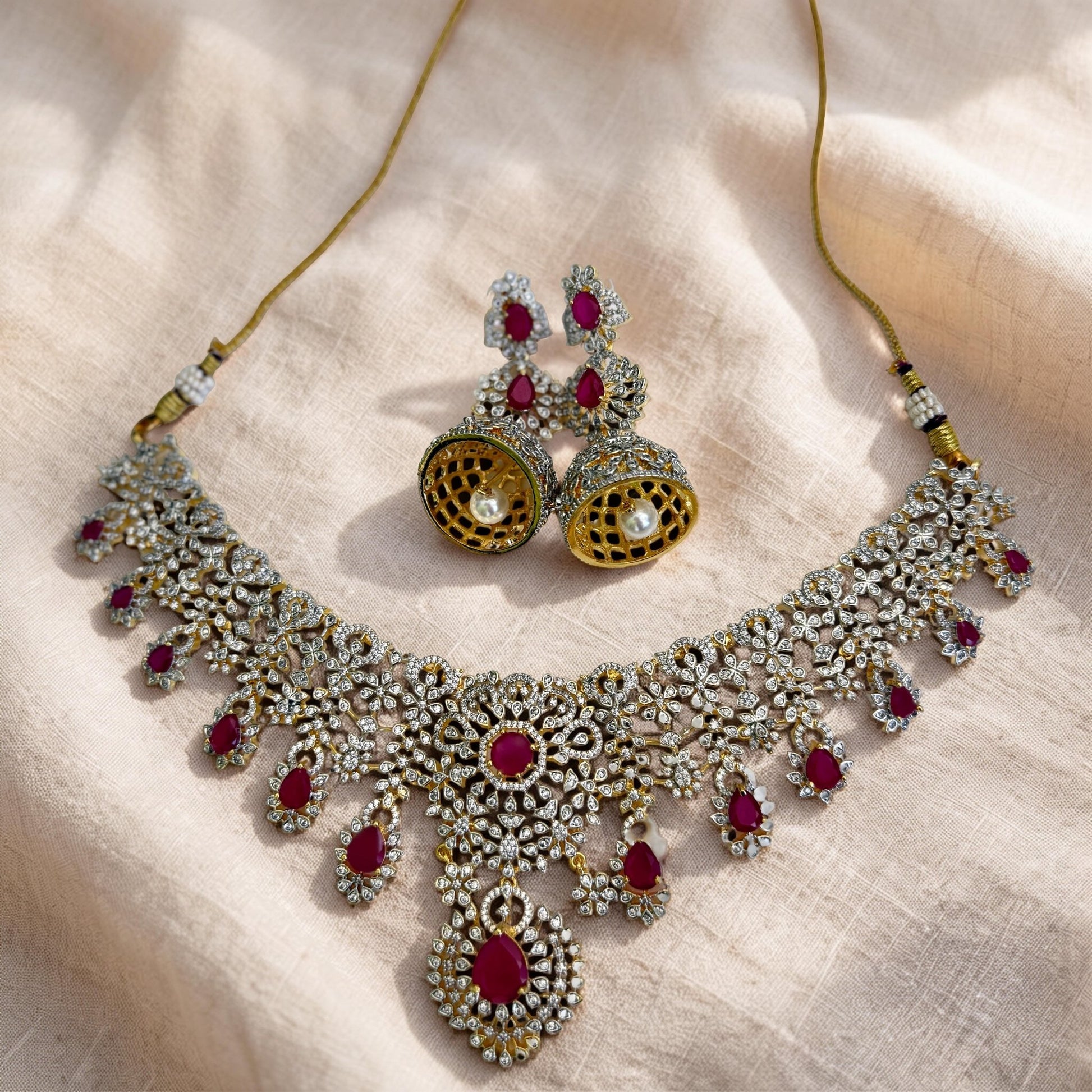 Royal Ruby Kundan Bridal Necklace Set - Vinni’s Jewelry