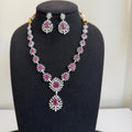 Royal Ruby Teardrop American Diamond Necklace Set - Vinni’s Jewelry
