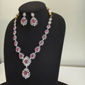 Royal Ruby Teardrop American Diamond Necklace Set - Vinni’s Jewelry