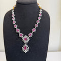 Royal Ruby Teardrop American Diamond Necklace Set - Vinni’s Jewelry