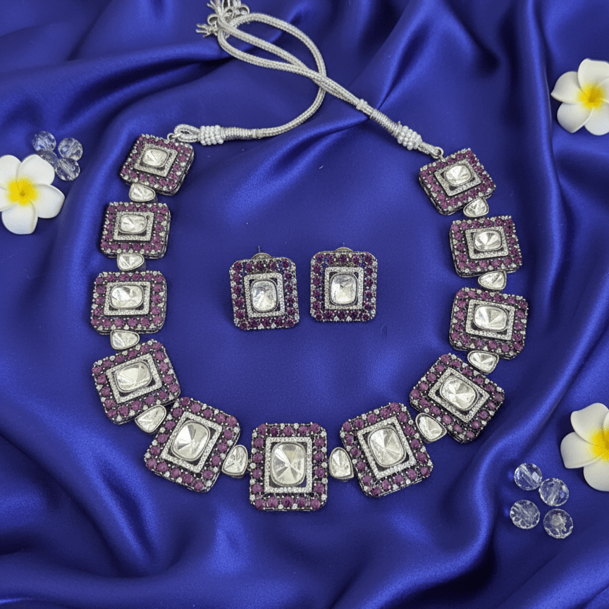 Royal Square Ruby Kundan Choker Set – Square Bridal Jewellery for Weddings & Festive Wear (Copy) - Vinni’s Jewelry