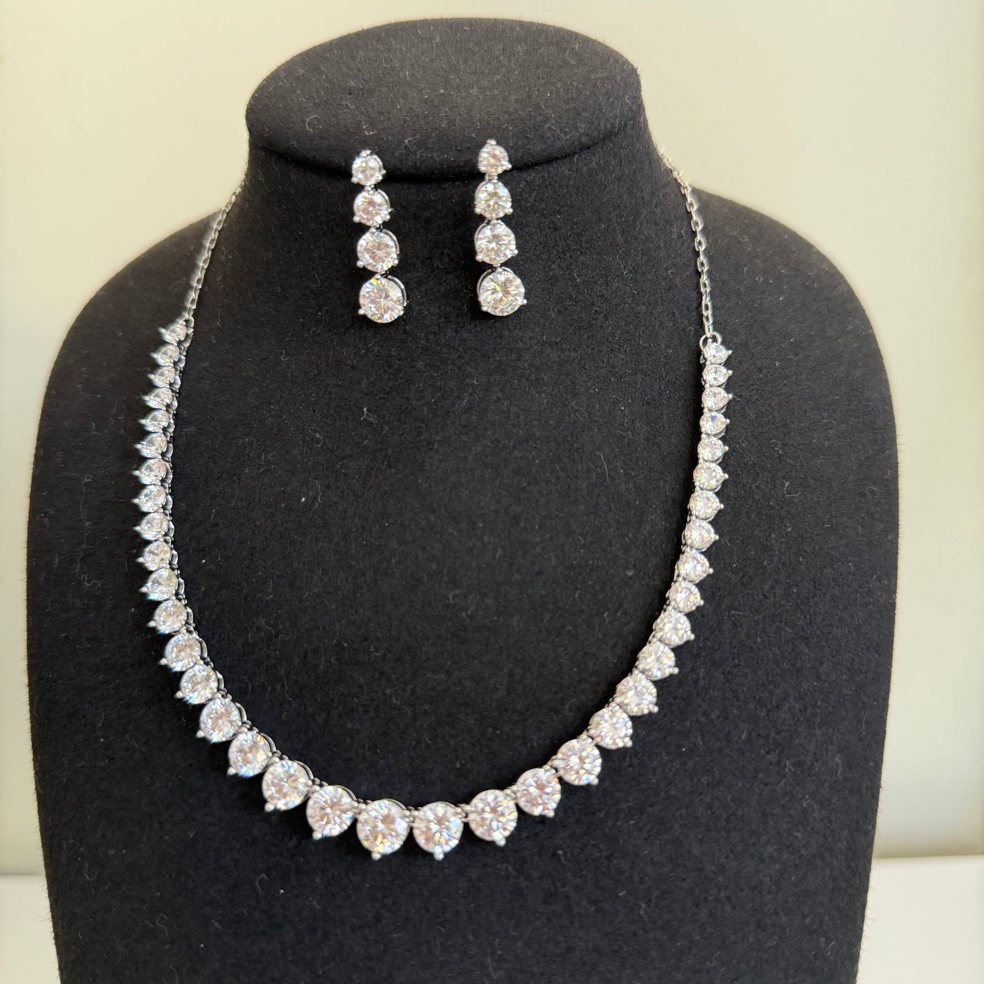 Royal Teardrop American Diamond Necklace Set - Vinni’s Jewelry