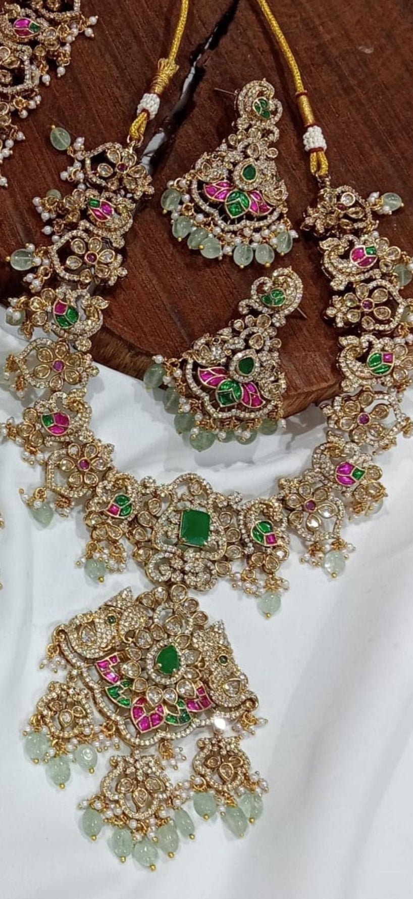 Rudhra Temple Kundan Necklace Set – South Indian Bridal Jewelry with Ruby & Emerald Stones - Vinni’s Jewelry
