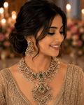Rudhra Temple Kundan Necklace Set – South Indian Bridal Jewelry with Ruby & Emerald Stones - Vinni’s Jewelry