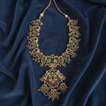 Rudhra Temple Kundan Necklace Set – South Indian Bridal Jewelry with Ruby & Emerald Stones - Vinni’s Jewelry