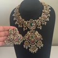Rudhra Temple Kundan Necklace Set – South Indian Bridal Jewelry with Ruby & Emerald Stones - Vinni’s Jewelry