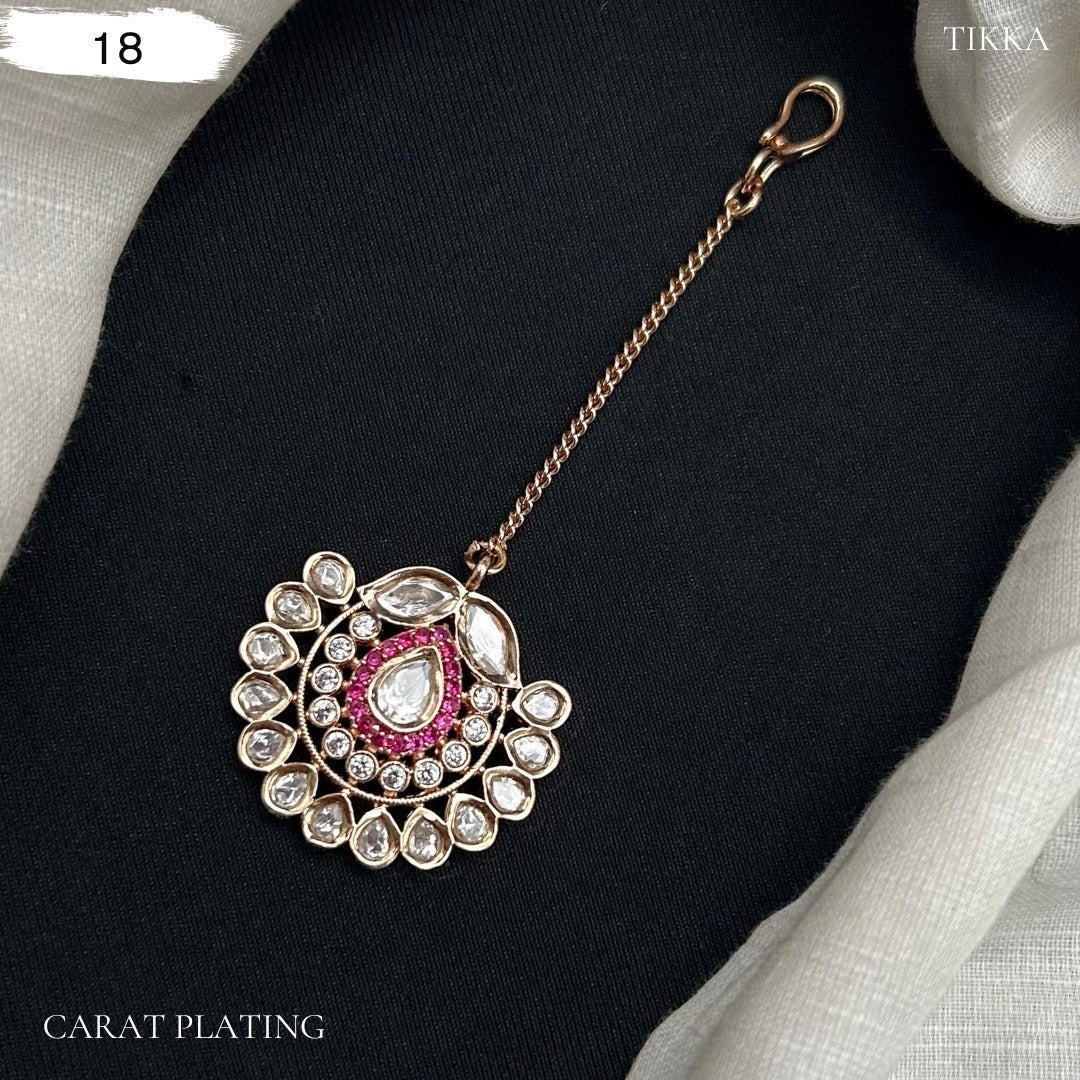 Ruhani Kundan & Ruby Maang Tikka – Carat Plated Bridal Forehead Jewelry - Vinni’s Jewelry