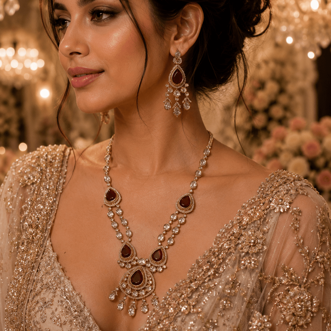 Ruhani Ruby Elegance Necklace Set - Vinni’s Jewelry