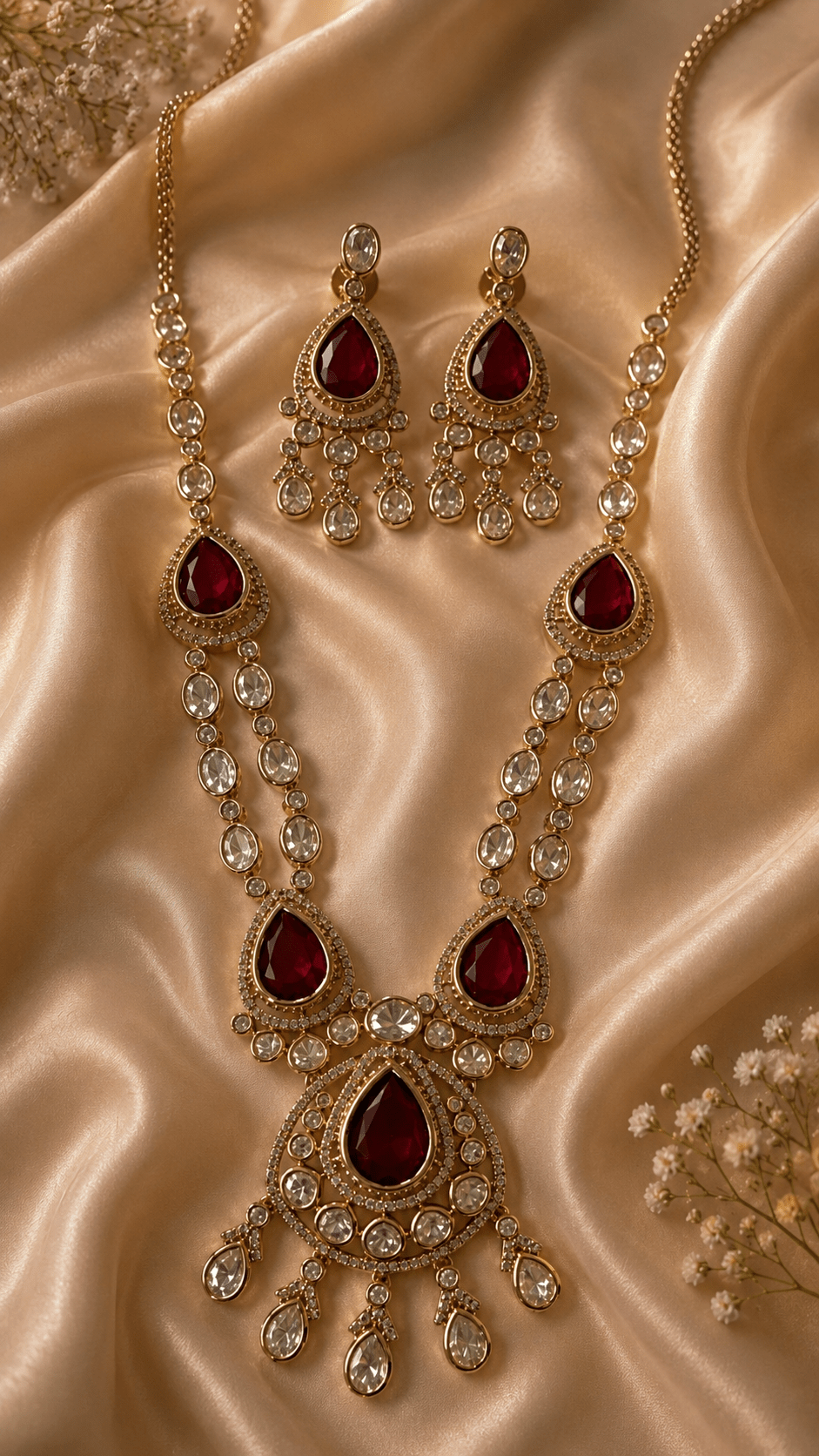 Ruhani Ruby Elegance Necklace Set - Vinni’s Jewelry