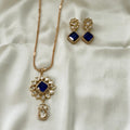 Sapphire Bloom Kundan Necklace Set - Vinni’s Jewelry