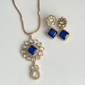 Sapphire Bloom Kundan Necklace Set - Vinni’s Jewelry