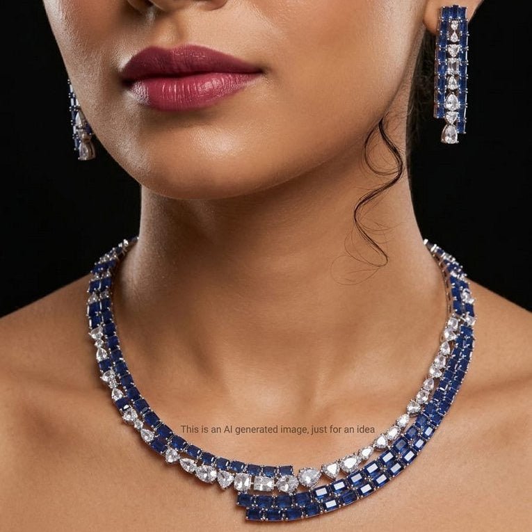 Seraphina Sapphire Crystal Necklace Set - Vinni’s Jewelry