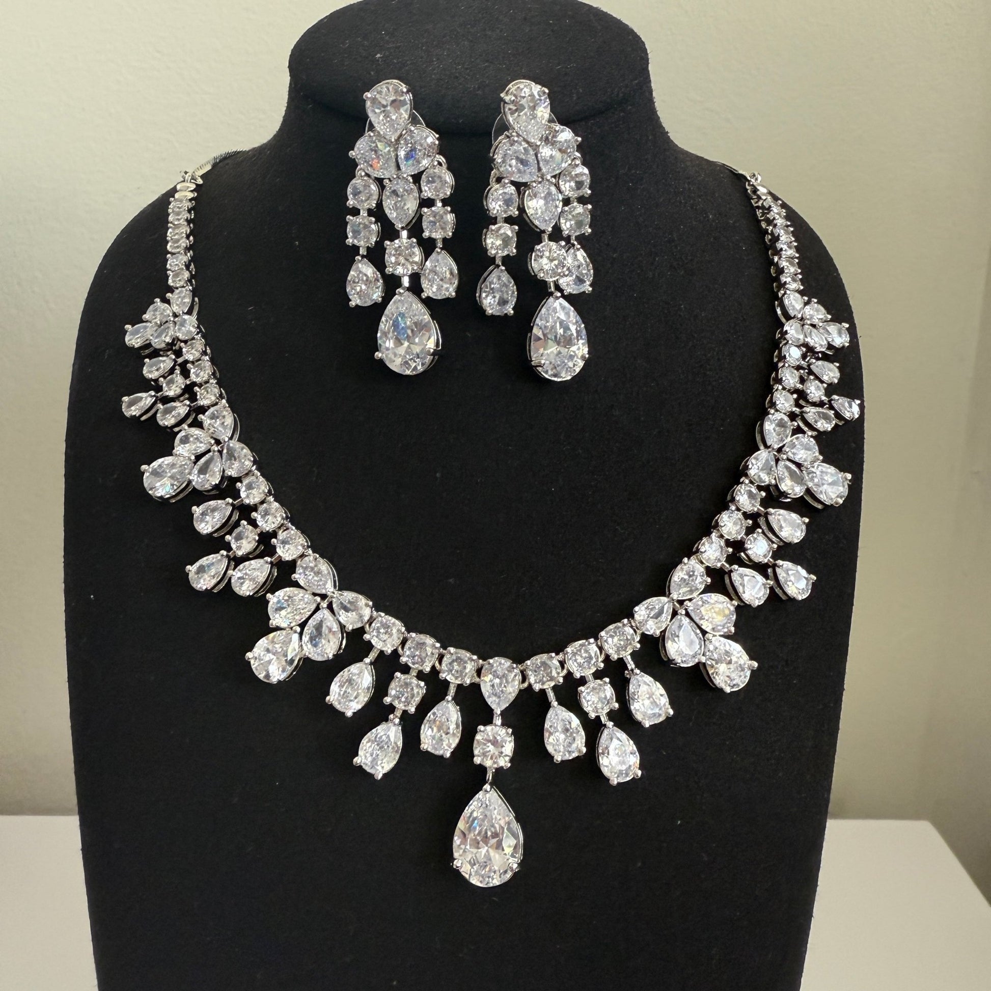 Sparkling Teardrop CZ Necklace & Earring Set - Vinni’s Jewelry