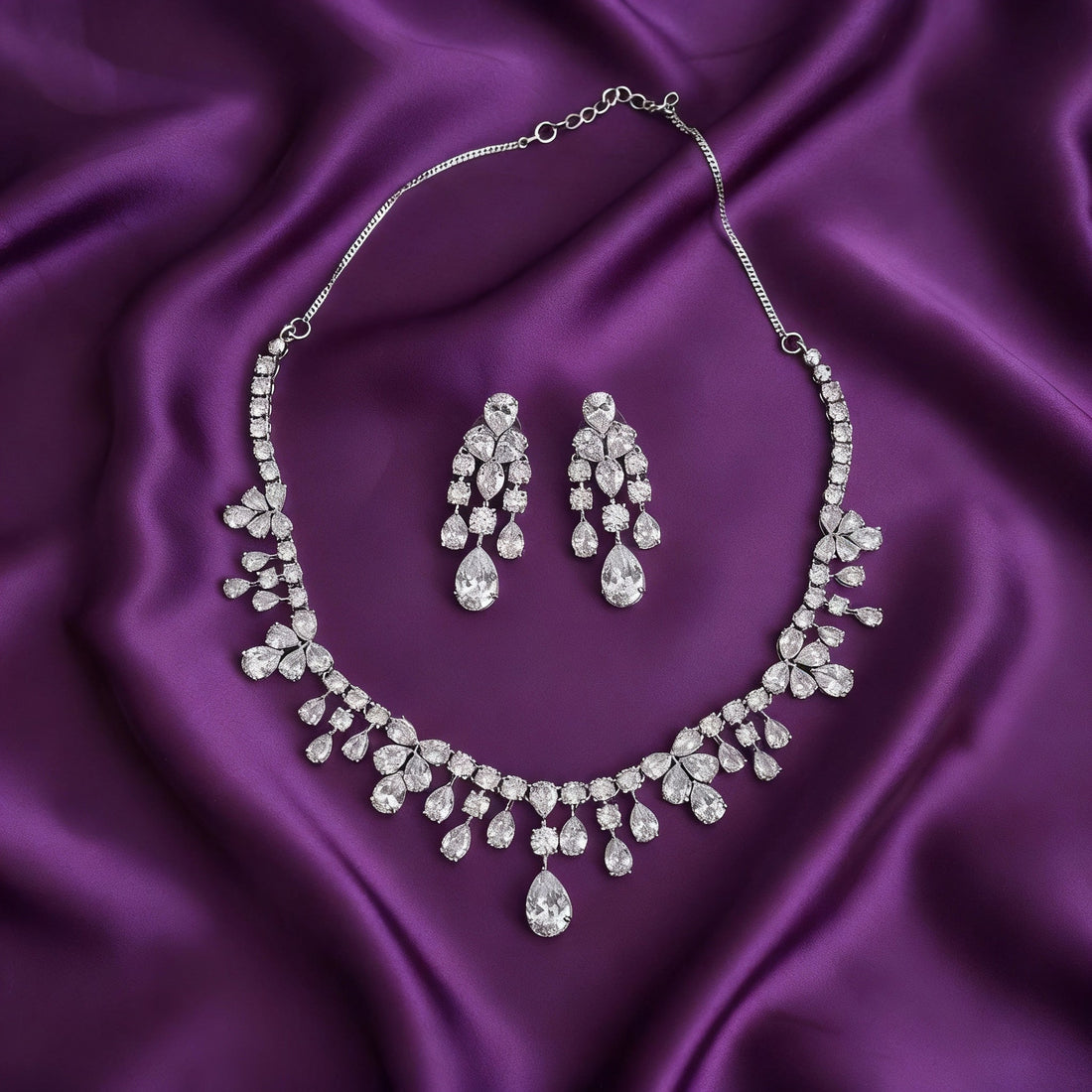 Sparkling Teardrop CZ Necklace & Earring Set - Vinni’s Jewelry