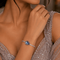 Violet Teardrop Adjustable Bracelet – Silver Finish with Sparkling Cubic Zirconia - Vinni’s Jewelry